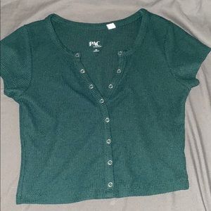 Pacsun green button up shirt